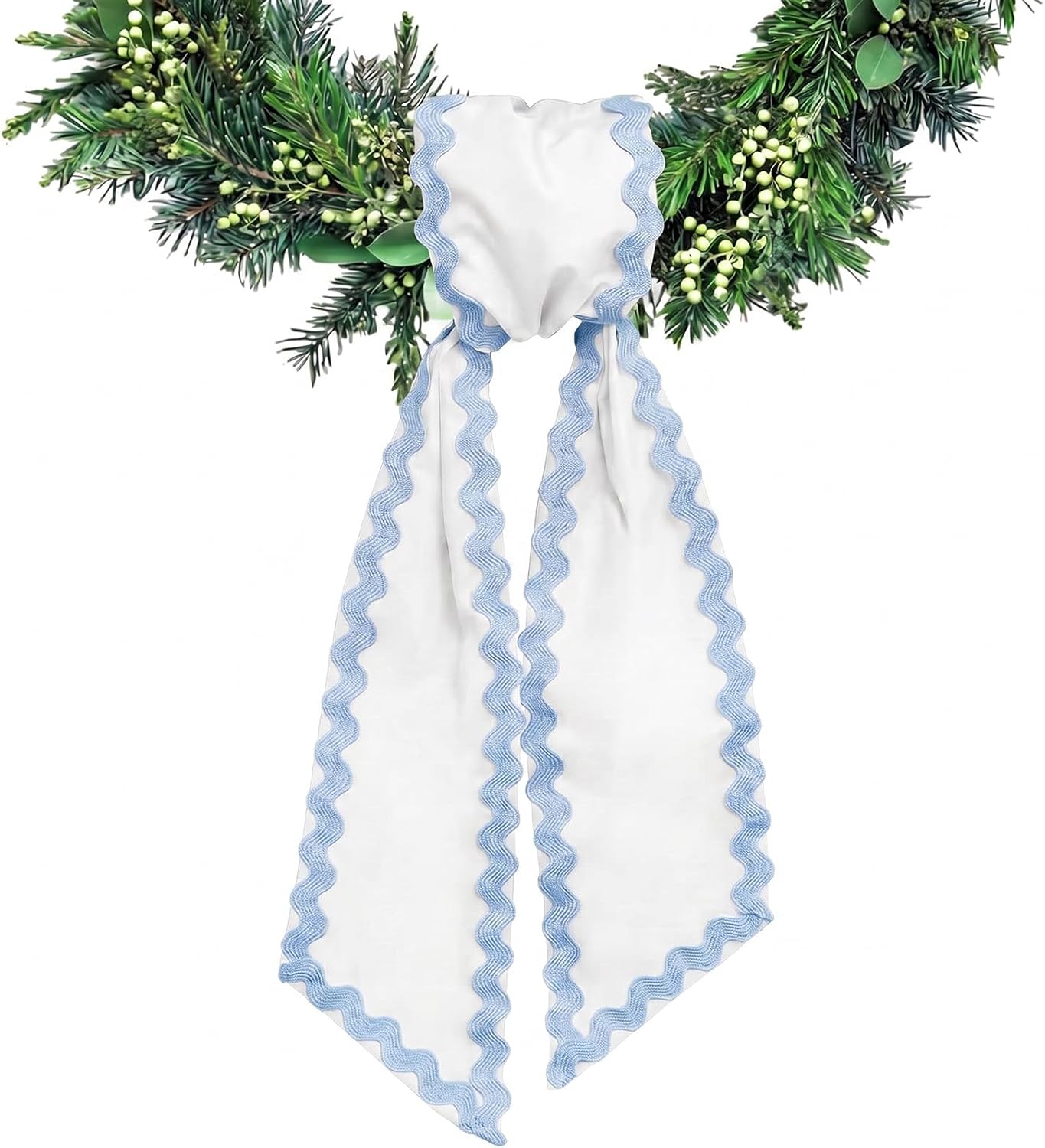 Wreath Sash for Front Door Light Blue Cotton Wreaths Satin Sash Burlap Garland Ribbon Accessories for Wreath Yard Doorway Indoor Outdoor Bow Bridal Shower Home Decor,5.11 x 55.1