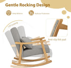 POWERSTONE Nursery Rocking Chair Upholstered Glider Rocker with PP Pillow & Rubber Wood Frame Modern Single Rocking Armchair for Bedroom, Living Room, Balcony, Offices, Nursery Grey
