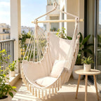Hammock Chair Hanging Swing, Easy Install Indoor Outdoor Swing Chair with Cushions, Foldable for Bedroom Dorm Camping Patio