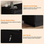 knoworld 63" Buffet Cabinet with Storage & Power Outlet, Wood Sideboard Credenza with Double-Arc Doors, Modern Coffee Bar Console Table for Kitchen Dining Room, Black