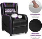 Goplus Massage Gaming Recliner Chair, Racing Style PU Leather Single Recliner Sofa with Footrest, Adjustable Modern Living Room Recliners, Ergonomic Home Theater Recliner Seat