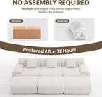 L-Shaped Boneless Modular Sectional Sofa, Boneless Sectional Couch, Oversized 3-Seater Cloud Couch with Deep Seat and Movable Ottoman for Living Room, Apartment (Beige, 3 Seater with 2 Ottoman)