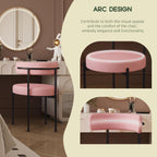 Desk Chair No Wheels Vanity Chair Comfy Accent Chairs for Living Dining Room Bedroom Home Office Mid Century Modern Upholstered Armless with Metal Legs (Black Frame+Pink, 1)