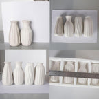 Set of 4 Small White Ceramic Vases Table Flower Vase Modern Decorative Vases for Pampas Grass, Small Vase for Home Living Room Dining Table Farmhouse Office Decor-4.9inch High