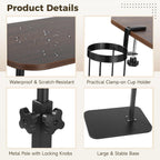 Rotating C Shaped Side Table with Cup Holder, Adjustable Height Sofa Side Table, 360 Swivel Tray Table, Slide Under Couch End Table for Bedside, Laptop, Small Space