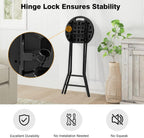 5Rcom Foldable Bar Stool with Secure Safety Lock, 24 inch Tall Folding Bar Stool, Metal and Plastic Foldable Stool for Adults with Handle and Steel Frame Legs, 550lbs Capacity, Black