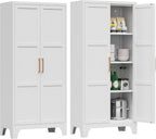 Pantry Cabinet,61" Tall Kitchen Pantry Storage Cabinets with 2 Doors and 3 Adjustable Shelves for Kitchen,Living Room/White