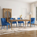 Hyfirm Dining Chairs Set of 2 – High-Back Upholstered Kitchen Chairs with Plush Fabric & Solid Wood Legs, Fully Wrapped Design in Navy Blue