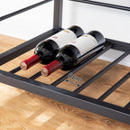 HOOBRO Kitchen Island with Wine Rack, Industrial Island Counter with Hooks and Protective Rails, 3 Tier Kitchen Shelf with Large Workstation, Easy Assembly, Rustic Brown BF02ZD01