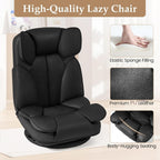 Giantex 360° Swivel Floor Gaming Chair, Folding Lazy Lounger Couch with 6-Position Adjustable Backrest & Sponge Filling, Lazy Sofa Lounge Chair, Video Gaming Chair for Reading, Relaxing (Black)