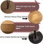 Round Wooden Side Table, 16" Diameter Tall End Table with Grooved Top & Black Metal Legs, Rustic Industrial Accent Table for Living Room, Bedroom & Small Spaces, Sold Individually