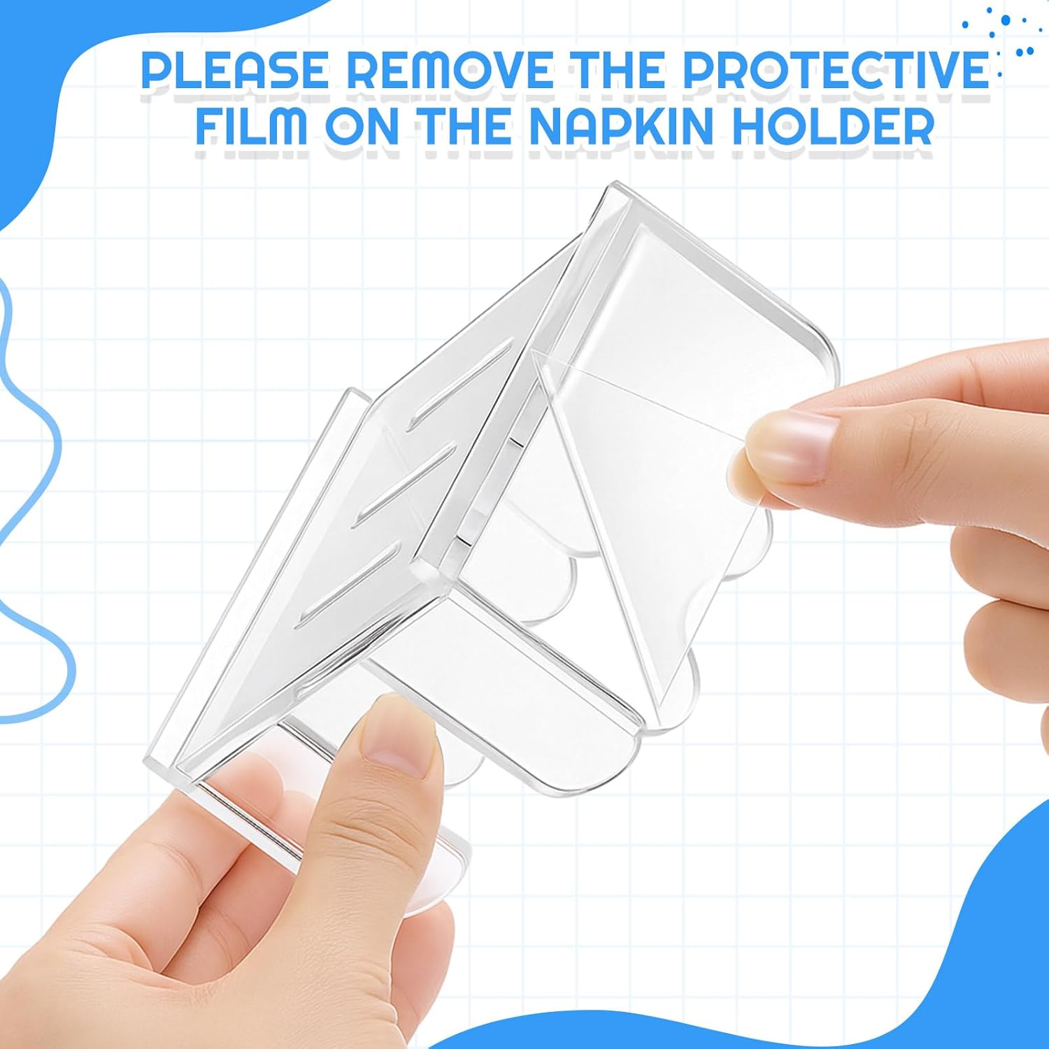 AceOrbit 1pc Scalloped Acrylic Sticky Note Holder, 3x3 Inch Clear Cute Notepad Holder Sticky Note Dispenser with Wave Design, Thick Acrylic Desk Organizer for Office, Home, Dorm, Classroom Desk