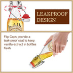 10 Pack Swing Top Glass Vanilla Extract Bottles 8 oz with Lids, Vanilla Extract Labels and Funnel, Glass Boston Bottles for Syrup Gift, Flip Top Jars