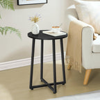 HOOBRO Side Table, Round End Accent Table with Sturdy Metal Pedestal, C Shaped Side Table with Storage Shelf, Small Snack Table BB95BZ01-BK29SF01