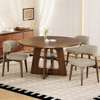 GRUSIGN Round Dining Table for 4-6, 47" Kitchen Table for Dining Room, Circle Farmhouse Kitchen Table, Wood Dinner Table for Kitchen, Living Room, Apartment