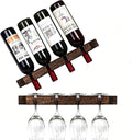 Wall Mounted Wooden Wine/Tall Glass Rack, Hanging Tall Glass Storage & Bar Organizer for Home & Bar Decor.(2)