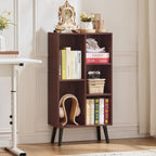 LEYAOYAO 5 Cube Bookshelf 3-Tier Bookcase with Legs,Mint Walnut Kids Book Shelf Cute Storage Organizer,Free Standing Open Toy Shelves Wood Bookshelves,Display Bookcases for Bedroom,Living Room,Nursery