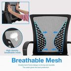 Drafting Chair Tall Office Chair Standing Desk Chair Adjustable Height Reception Office Chair with Lumbar Support & Foot-Ring, Ergonomic Mesh Computer Drafting Stool for Working Standing Desk (Black)