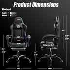 Gaming Chair with Footrest, Ergonomic Game Chair with Lumbar Support and Linkage Armrest, Reclining Computer Chair Height Adjustable for Home Office Father's Day(1001-Black)
