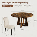 GAOMON 5-Piece 47.24" Round Dining Table Set with 4 Upholstered Dining Chairs, Space-Saving Kitchen Table for 4-6, Compact Dinette Set for Apartment, Living Room, Small Space, Dining Room