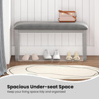 Giantex Upholstered Dining Bench with Padded Seat, Solid Wood Legs, Load 800 lbs, 40.5"x16"x20", Entryway Shoe Rack Bench for Kitchen, Dining Room, Living Room, Bedroom, End of Bed, Hallway (Grey,1)