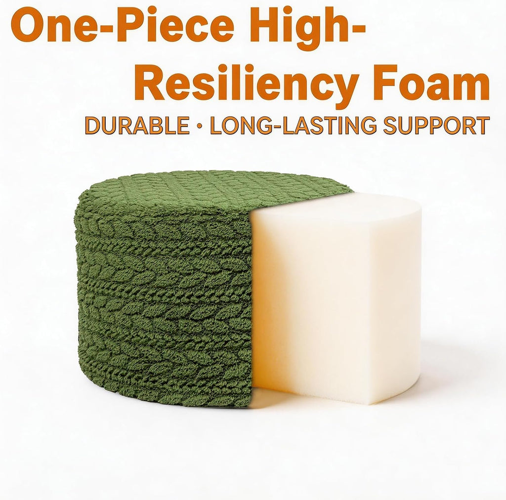Round Pouf Ottoman Foot Stool 20x14In Ottoman Footrest for Couch Sofa Green | All-in-one Foam Floor Pouf,Ottoman Coffee Table,Footstool Ottoman Boho Poof Home Decor Beanbag Chairs for Living Room Bedroom