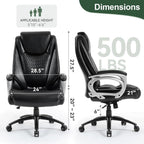 Vogue Furniture Direct 500lbs Big and Tall Office Chair, Heavy Duty High Back Executive Desk Chair, Adjustable Height 360° Swivel Computer Chair for Home Office Work (Black)