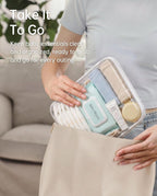 3 Pack Medium White Clear Hard Shell Zipper Case, Clear Storage Organizer Bins with Zipper, Water-Resistant Travel Toiletry Bag for Makeup, Cables, Snacks, Crafts, Office Supplies