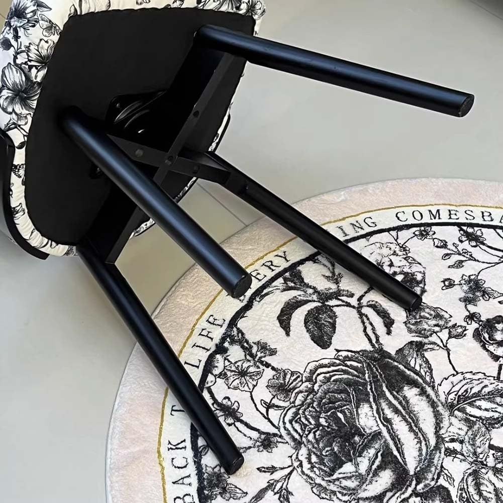 Etlegor Retro Wood Swivel Vanity Chair with Back, American Round Makeup Chair, Upholstered Accent Armchair for Home/Office/Bedroom(Black-B)