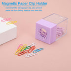 PATIKIL Magnetic Paper Clip Holder Dispenser, Large Capacity Paper Clip Organizers with Magnetic Top for Desk Supplies, Office, Classroom, Home, Purple