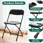 Folding Chairs 4 Pack, Outdoor Plastic Sturdy Metal Folding Chairs for Outside Indoor, Portable 350 lbs Capacity Heavy Duty Foldable Commercial Seating for Picnic, Party, Patio, Office, Black Color