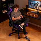 GTPLAYER Gaming Chair with Speakers,Video Game Chair Bluetooth Music with Lumbar Support, Ergonomic Comfortable Office Computer Chair for Adults, Adjustable Reclining Chair, 360° Swivel, Light Purple