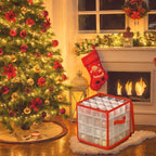 Christmas Ornament Storage Box,4 Tier Christmas Storage Box with Lid,64 Ornament Box With Durable Zippers and Dividers,Non-Woven & Tear-Proof Christmas Ornament Storage Containers,for 3"Seasons Balls