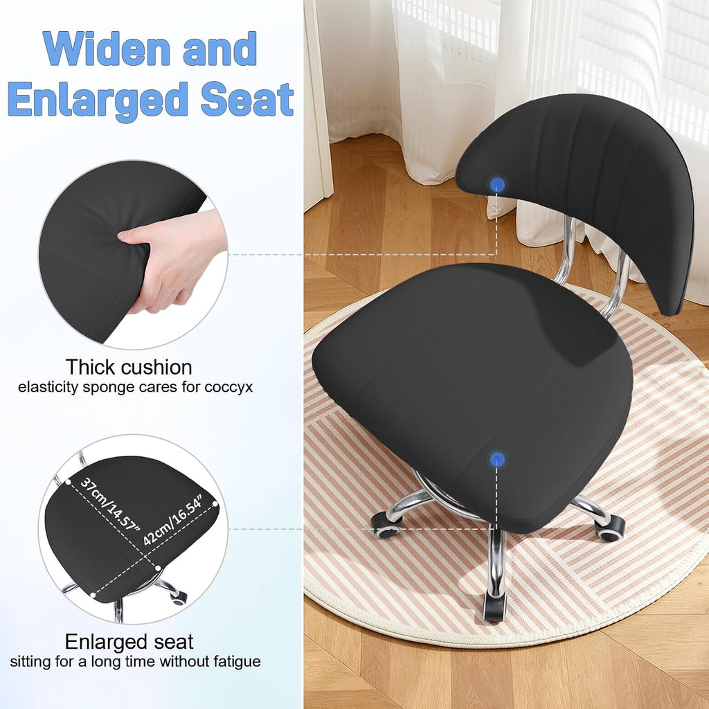 Height Adjustable Drafting Chair, Tall Office Chair with Backrest and Foot Rest, Swivel Rolling Stool, Ergonomic Computer Chairs, for Home Office Studio Dental Salon, 220 lbs Black