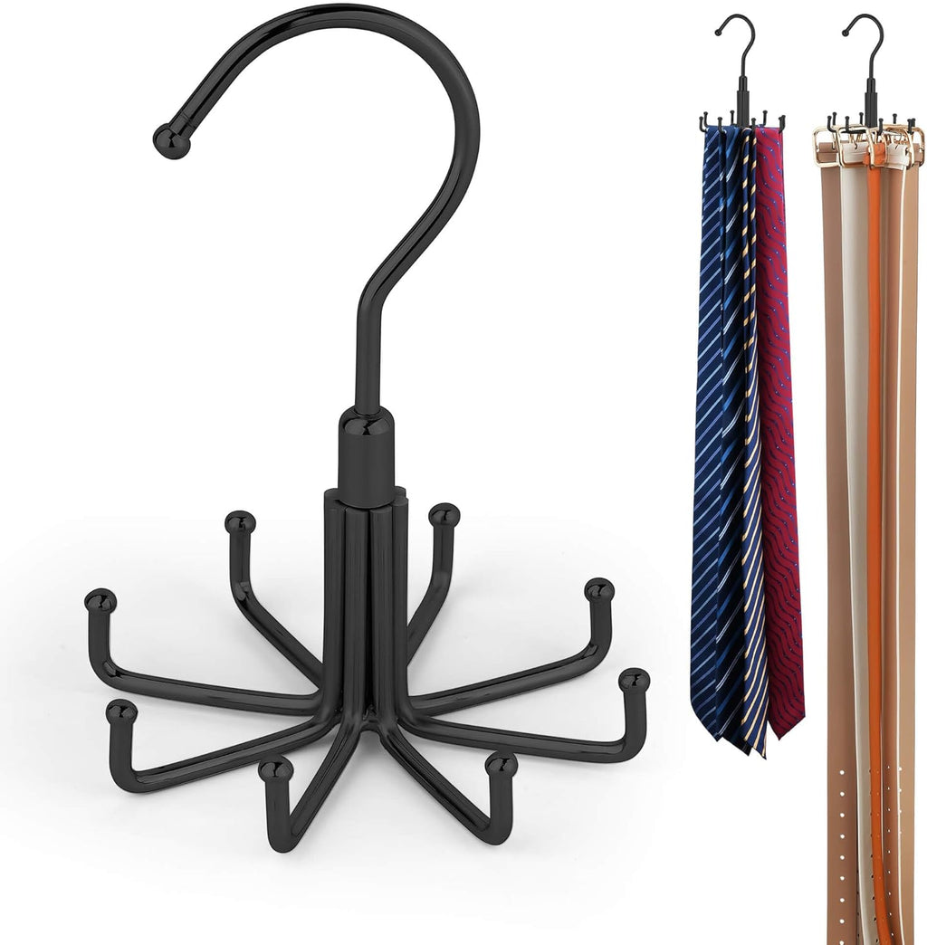 ZEDODIER Belt Organizer for Closet, Heavy-Duty Rotating Belt Hanger Tie Rack Holds up to 24 Belts, Hanging Space Saving Metal Belt Holder for Closet Storage