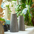 Bdor Ceramic Vase Set of 2, Modern Farmhouse Home Decor, Grey Vase with Polka Dots, Perfect for Dining, Living, Bathroom & Kitchen