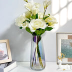 Aoderun Flower Vase Modern Home Decor Glass Vase for Bouquet 8.7" Centerpiece Decor Room Living Room Library Office Table Entryway Modern Farmhouse(Iridescent Clear)