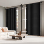 100% Blackout Room Divider Curtains Sets Black 2 Panels W100 x L84in No Drill Curtain Rods(H) 43-120×(W) 35-200 in for Studio Apartment Dorm Office