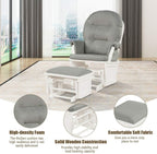Baby Nursery Glider Chair Smooth Rocking Chair for Baby Nursing Babies Glider and Ottoman Upholstered Comfort Relax Rocker Chair with Padded Arm Cushions & Storage Pocket (Light Gray)