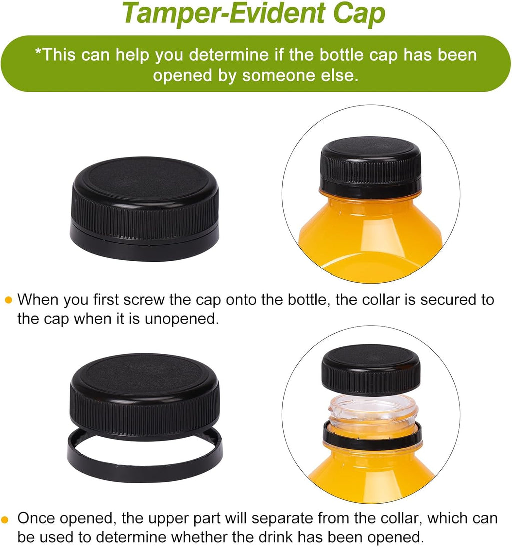 Moretoes 200pcs 16oz Plastic Juice Bottles with Caps, Clear Empty Reusable Water Bottles, Disposable Beverage Containers Bulk for Juicing Smoothies Turmeric Juice Milk and Other Beverages