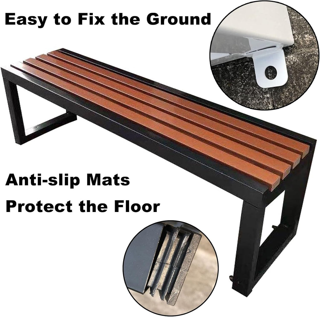 Outdoor Benches Weatherproof, Galvanized Steel Park Bench, 1.2 Inch Thick Chair Seat, Suitable for Terraces, Patios, Gardens, and Parks(150x40x45cm/59x16x18in)
