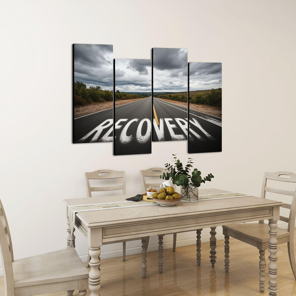 4 Pcs Canvas Wall Art Recovery sign Photo Prints Realism Stretched and Framed Artworks Modern Wall Decor for Living Room Bedroom Office