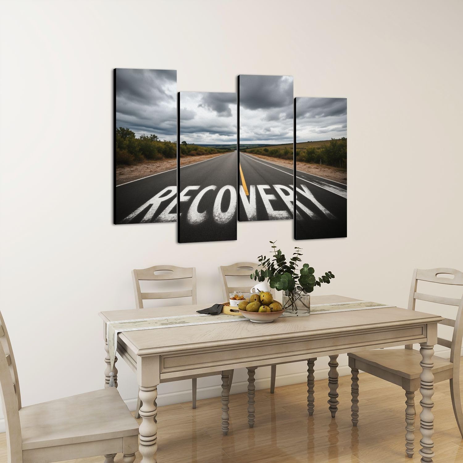 4 Pcs Canvas Wall Art Recovery sign Photo Prints Realism Stretched and Framed Artworks Modern Wall Decor for Living Room Bedroom Office