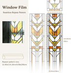Original Hand Drawn Faux Stained Glass Window Film, Double-Sided Privacy Static Film, Boho Geometry Patterns Inspired by Martin House Peep Proof 22.83"X114.17"