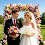 Custom Wedding Fans Bulk for Guests – Personalized Folding White Hand Fans for Women, Wooden Handheld Fans for Weddings, Party Favors & DIY Program Fans (50 Pieces)