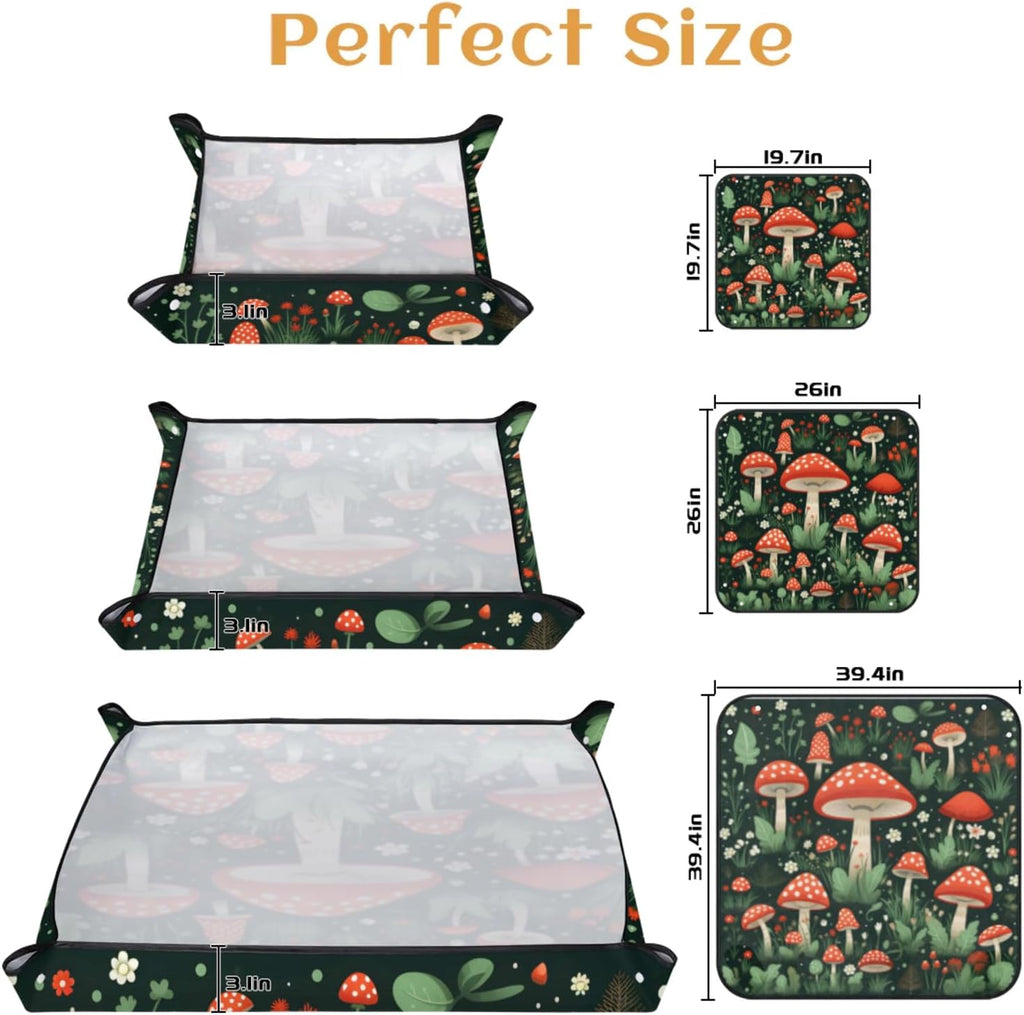 Pardick Repotting Mat for Indoor Plant 26"x26" Flowers Mushrooms Soil Change Mat Waterproof Planting Tray Colorful Mushrooms Foldable Succulent Potting Mat Gardening Gifts for Women Men Plant Lovers