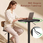 Furniliving Adjustable Height Pub Table 27''-36'', Round Cocktail Tables for Parties, High Top Table for Bistro, Dining Room, Restaurant, Cafe, Events, Set of 2, Black
