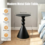 Modern Metal Side Table, Small Black/White End Table 15.7" Round Coffee Table TV Tray for Living Room Bedroom Office (Black)