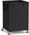 SONGMICS Laundry Basket with Wheels, Rolling Laundry Hamper with Steel Frame, Removable Liner Bag,45 Gallon (170 L), Ink Black URLS031BH01