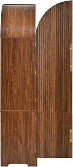 72" Tall Arched Kitchen Pantry Cabinet with Fluted Doors & 8 Shelves, Brown | Storage Cabinet with 3 Adjustable Shelves & Hidden Drawer, Versatile Cupboard for Kitchen, Dining Room